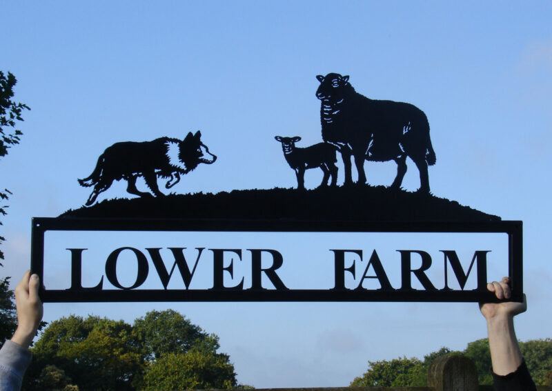 Collie Sheep and Lamb Hot Forged Sign