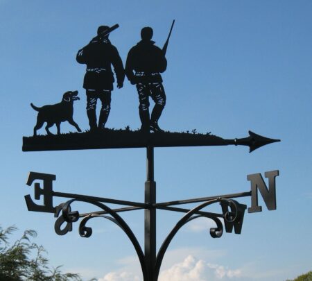 Father Son and Spaniel Dog Shooting Weathervane