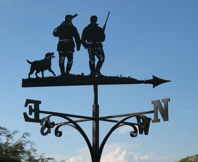 Father Son and Spaniel Dog Shooting Weathervane