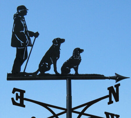 Man Stick and Dogs Weathervane