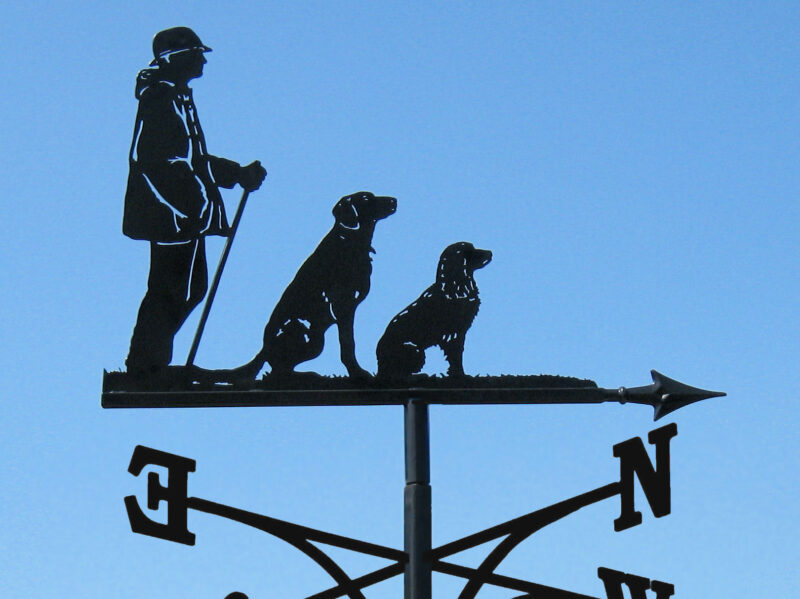 Man Stick and Dogs Weathervane