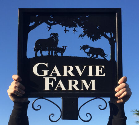 Sheep Lamb Collie and Swallows Framed Sign