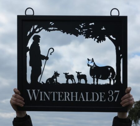 Shepherd Sheep Shelpie Kelpie Collie and lambs framed Sign