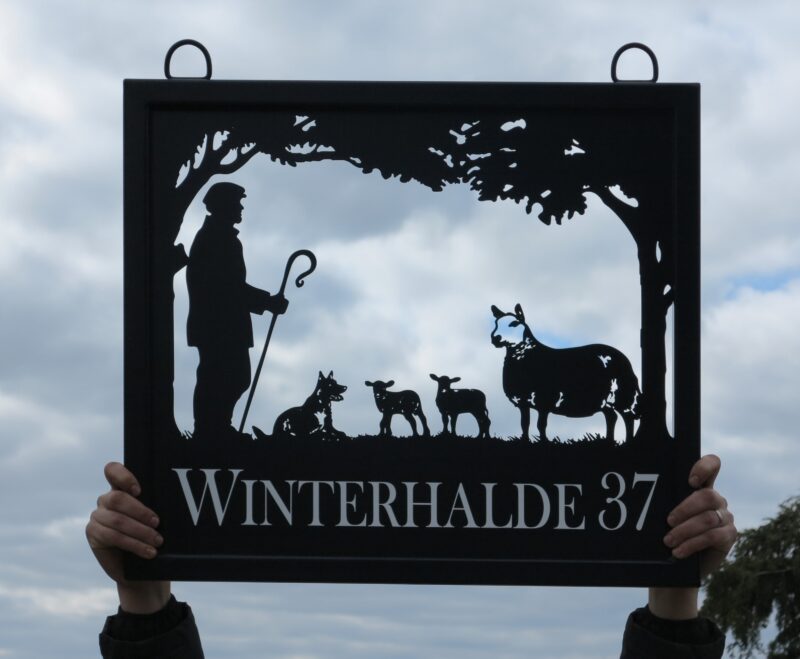 Shepherd Sheep Shelpie Kelpie Collie and lambs framed Sign