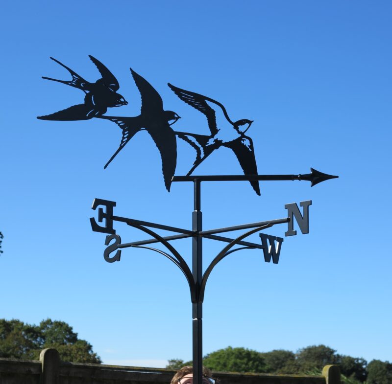 Three Flying Swallows Bird Weathervane