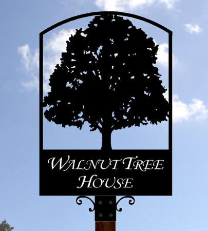 Walnut Tree Framed Sign - Monotype Corsiva Font