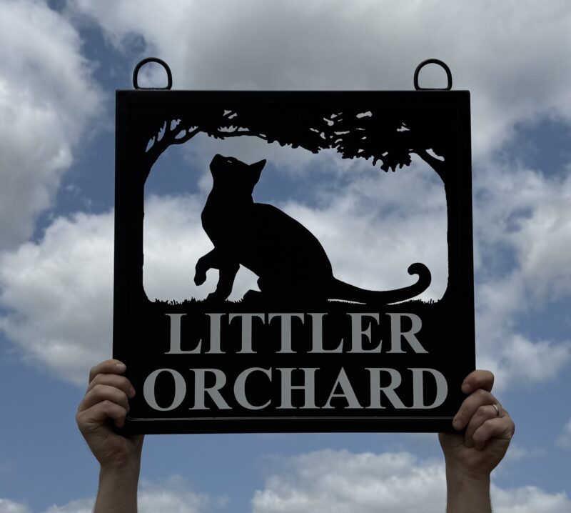 Sitting Cat Framed Metal Sign