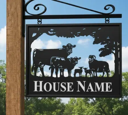Hanging Framed Metal Sign