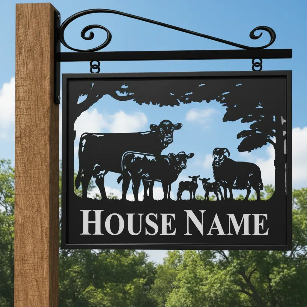 Hanging Framed Metal Sign