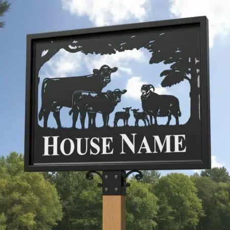 Metal Sign On Post