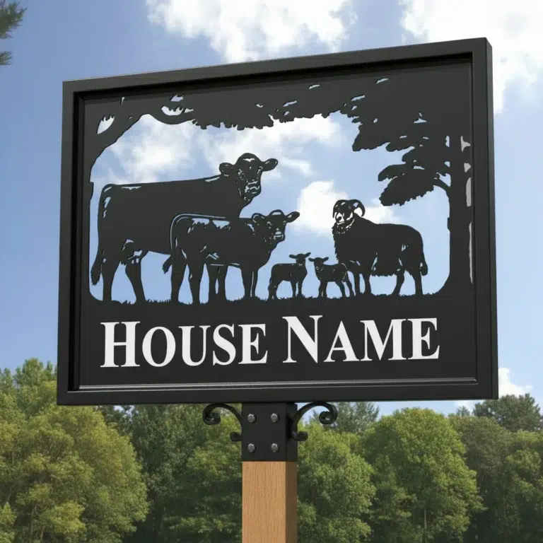 Metal Sign On Post