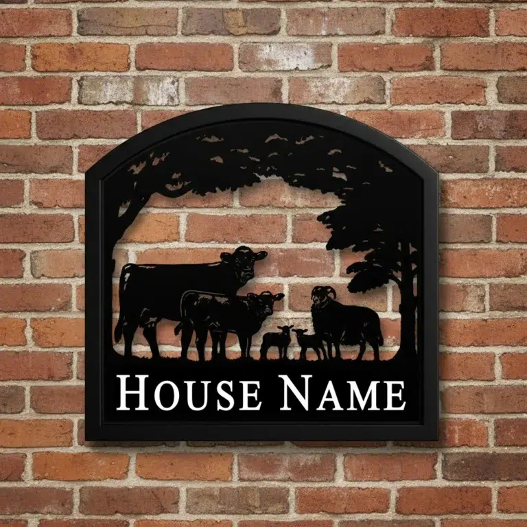Wall Mounted Framed Metal Sign With Arched Top