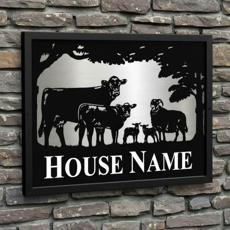 Wall Mounted Framed Metal Sign With Stainless Steel Backing Sheet