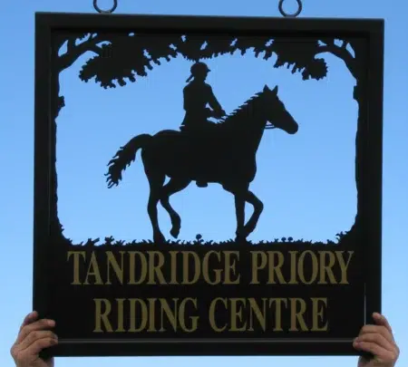 Girl Riding Horse Framed Metal Sign