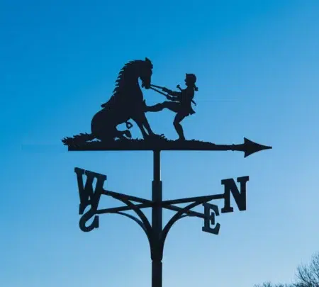 Girl and Reluctant Horse Weathervane