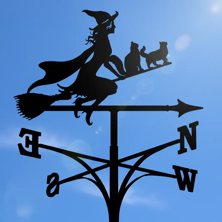 Glamorous Witch and Two Cats Weathervane
