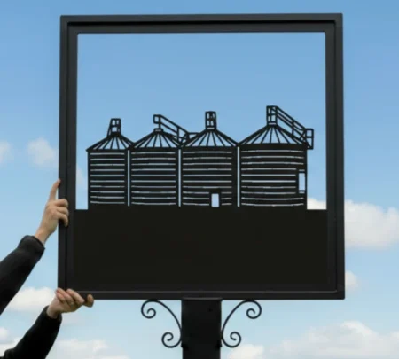 Grain Silo Framed Metal Farm Sign
