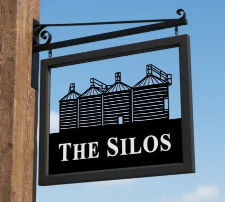 Grain Silo Framed Metal Farm Sign - Hanging