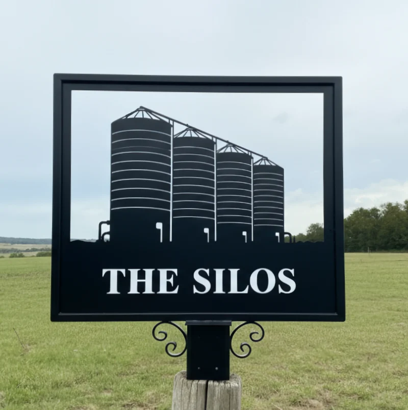 Grain Silo Framed Metal Sign