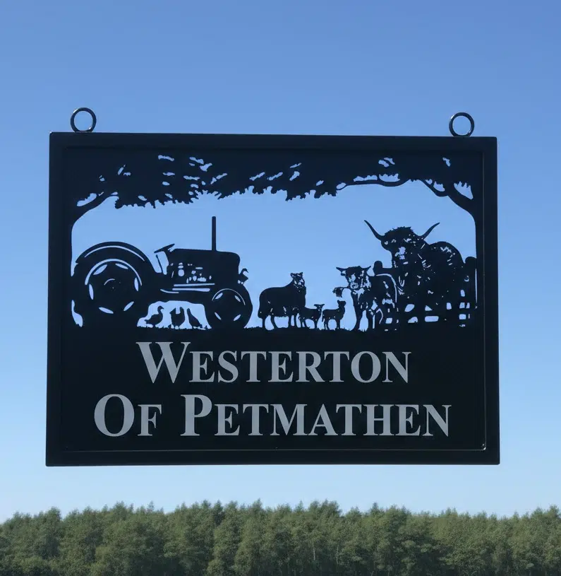 Old Massey Fergie Tractor With Highland Cow Sheep Ducks Chickens Metal Farm Sign