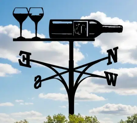 Wine Bottle and Two Glasses Weathervane