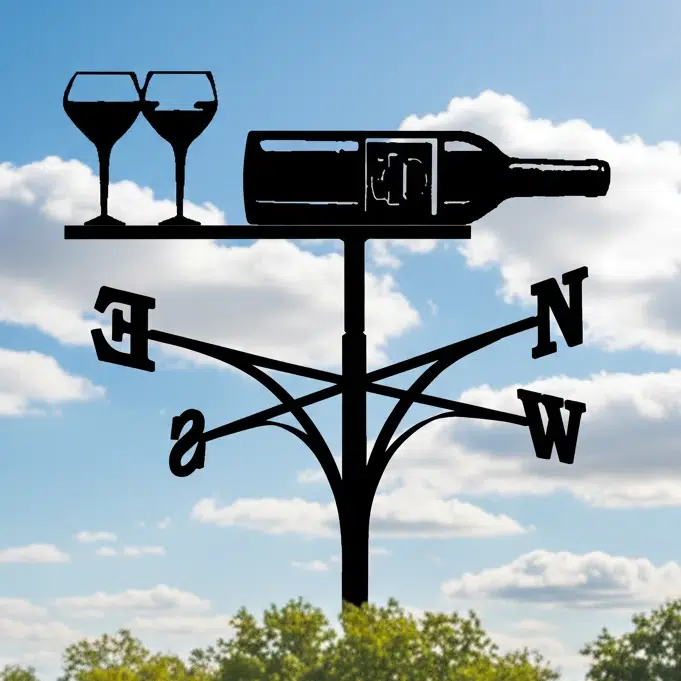 Wine Bottle and Two Glasses Weathervane