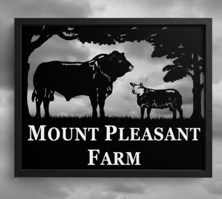 Limousin Bull + Texel Tup Framed Metal Sign