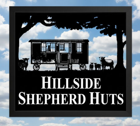 Shepherd Hut + Sheep Framed Metal Sign