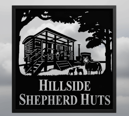 Shepherd Hut and Sheep Metal Framed Sign