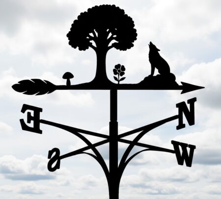 Wolf and Tree Artistic Weathervane
